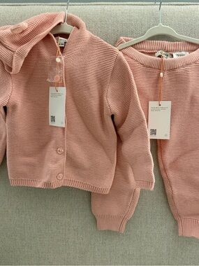 Quince Kids Blush Knit Cardigan and Pants Set